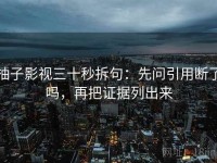 柚子影视三十秒拆句：先问引用断了吗，再把证据列出来