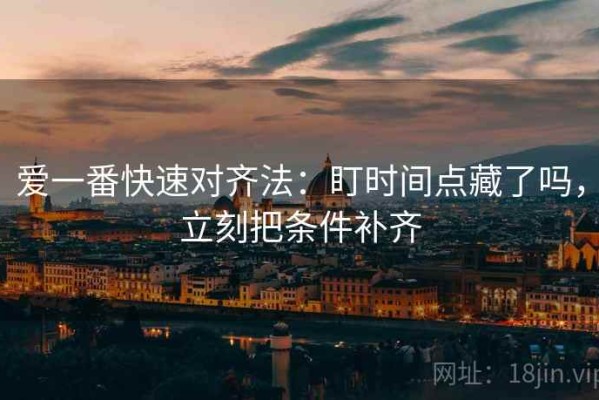 爱一番快速对齐法：盯时间点藏了吗，立刻把条件补齐