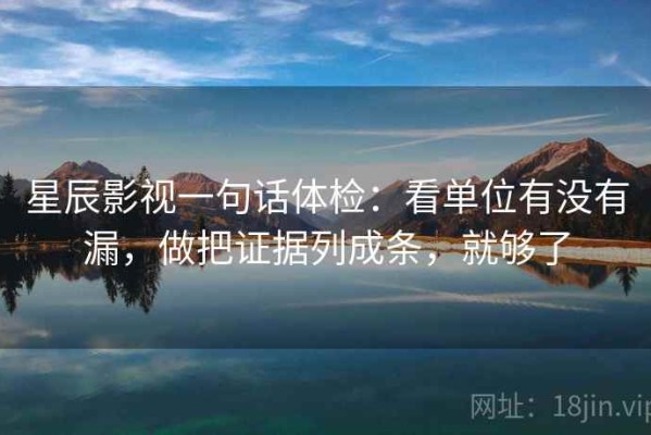 星辰影视一句话体检：看单位有没有漏，做把证据列成条，就够了