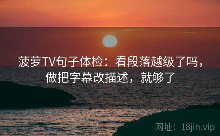 菠萝TV句子体检：看段落越级了吗，做把字幕改描述，就够了