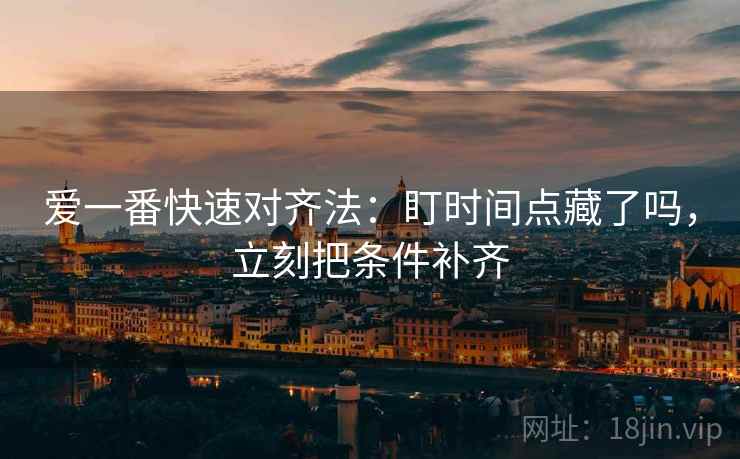 爱一番快速对齐法：盯时间点藏了吗，立刻把条件补齐